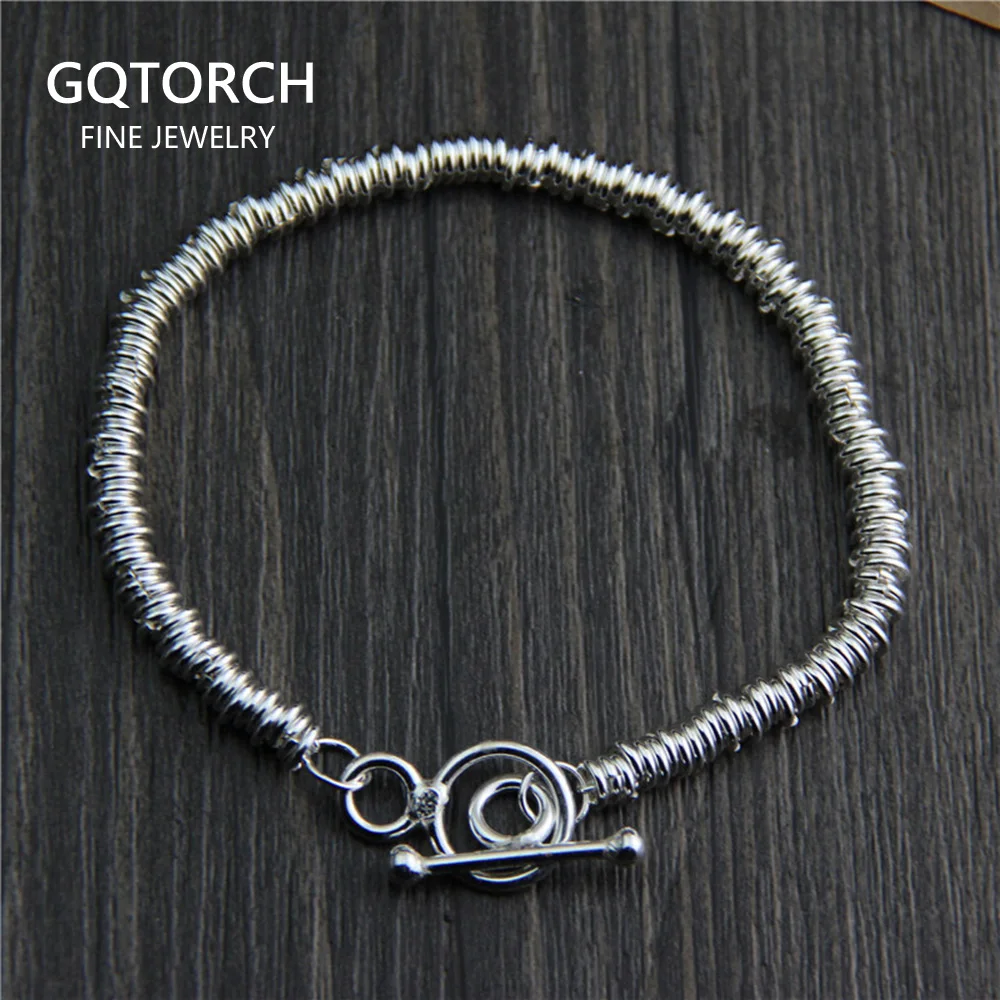 Настоящее чистое серебро 925 пробы браслет ручной работы для женщин винтажный