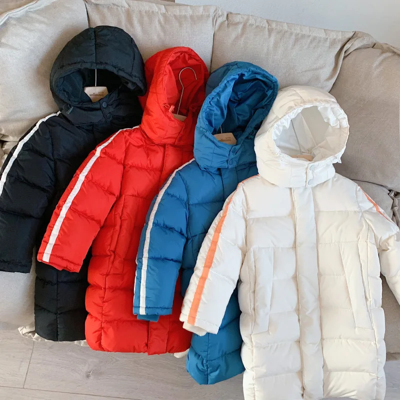 Детский плотный длинный пуховик для мальчиков и девочек теплый малышей сезон