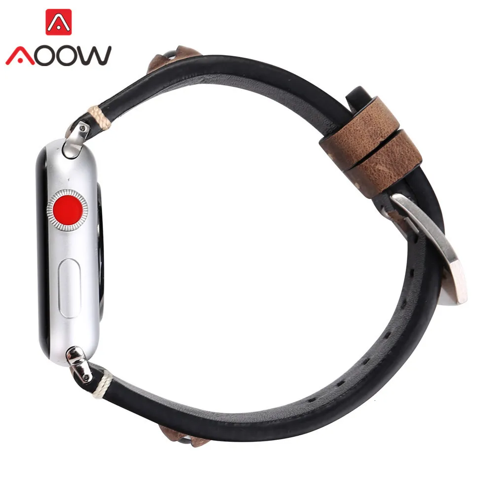 Зеленый кожаный ремешок для Apple Watch 40mm 44mm 38 мм 42 мм глаза деко запасной браслет ремешок Ремешок для iwatch 1 2 3 4