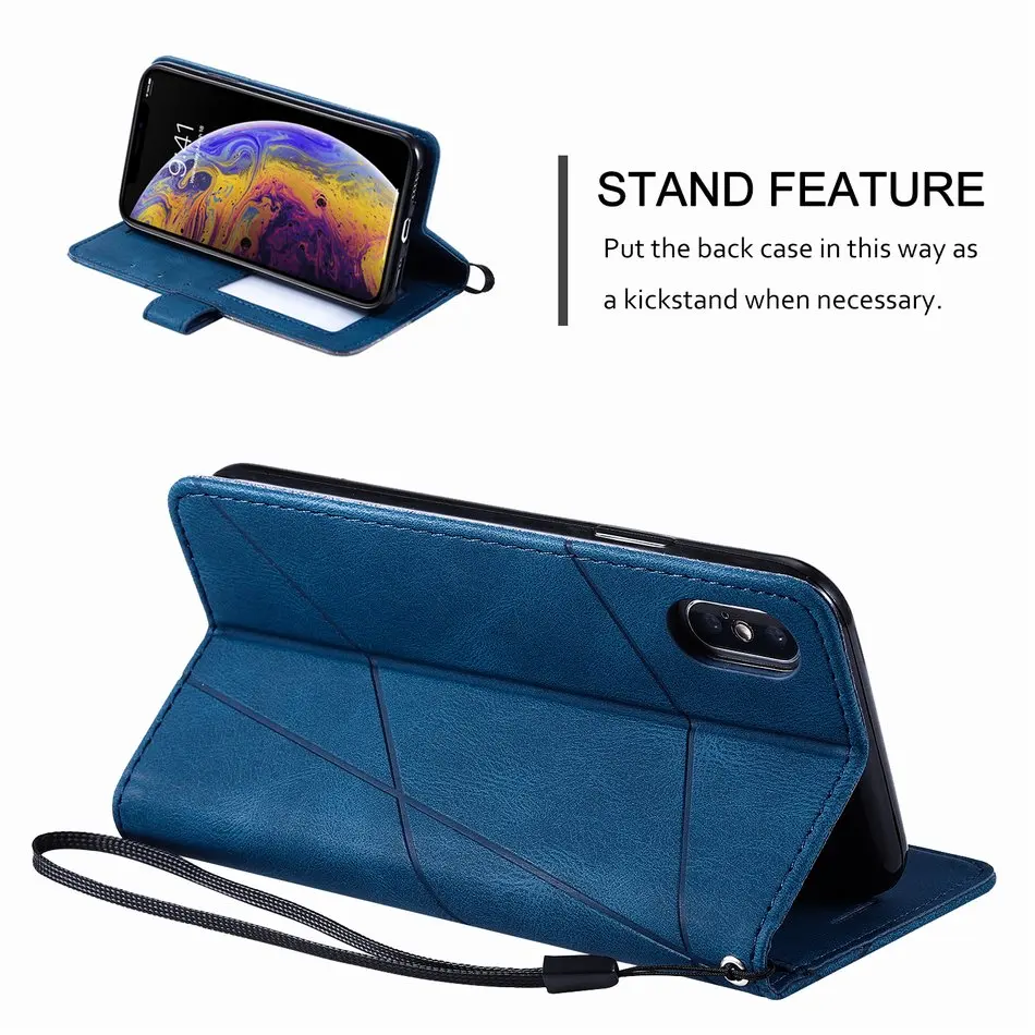 stand business phone holster for apple iphone se 2020 x xs xr 13 12 mini 11 pro max hit color stripe wallet rhombus case d21g free global shipping
