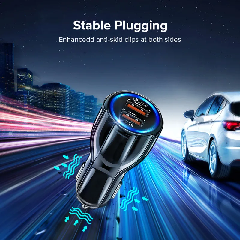 GETIHU 18 Вт 3.1A автомобильное зарядное устройство Quick Charge 3,0 Универсальный двойной USB быстрая зарядка QC для iPhone samsung Xiaomi Мобильный телефон в автомобиле