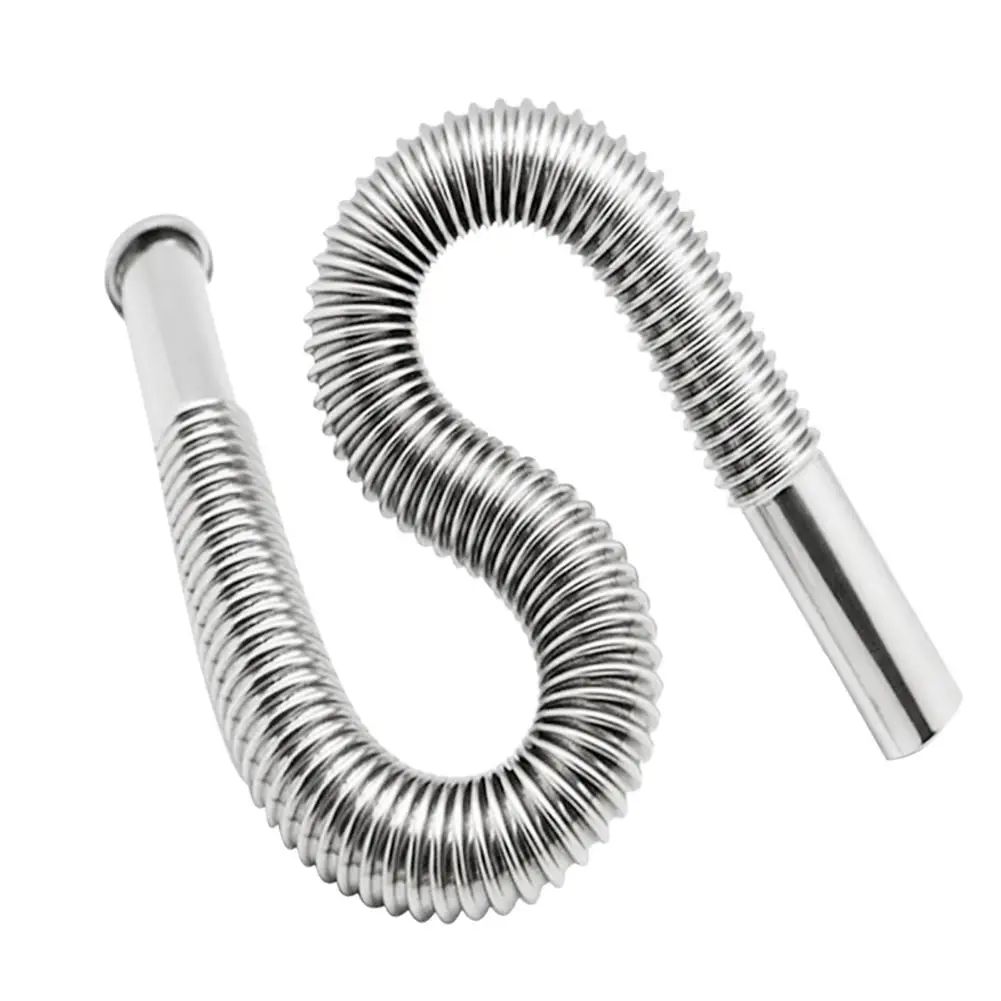 

Universal Sink Drain Pipe Flexible Expandable S-Trap Stainless Steel Accessory For Kitchen Lavatory Deodorant Sewer Hose Drain
