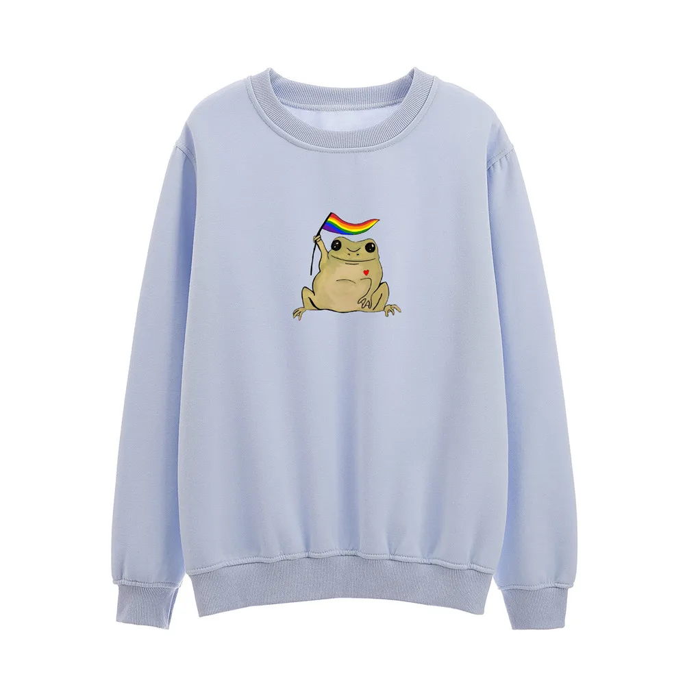 Women Hoodie Harajuku Students Plus Size Cotton Sweetshirts Girl Long Sleeve Crew Neck Top Hoodies Womens Comfy Cute Sweatshirts