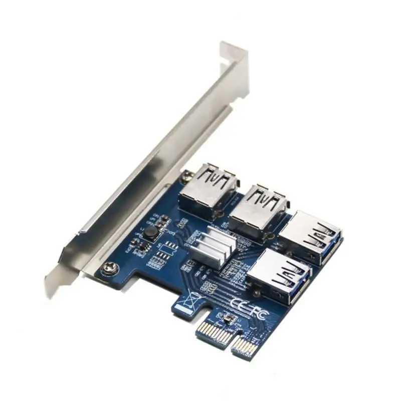 

PCI-E-PCI-E адаптер 1 поворот 4 PCI-Express слот 1x до 16x USB 3,0 карта расширения для майнинга PCIe преобразователь для майнинга BTC