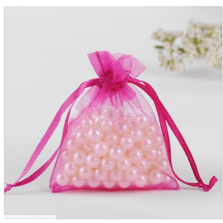 

Organza Packing Bag Jewelery Show Drawstring Lucency Not Sealed Bright Colours Ornaments Handicrafts Packet 10X15cm