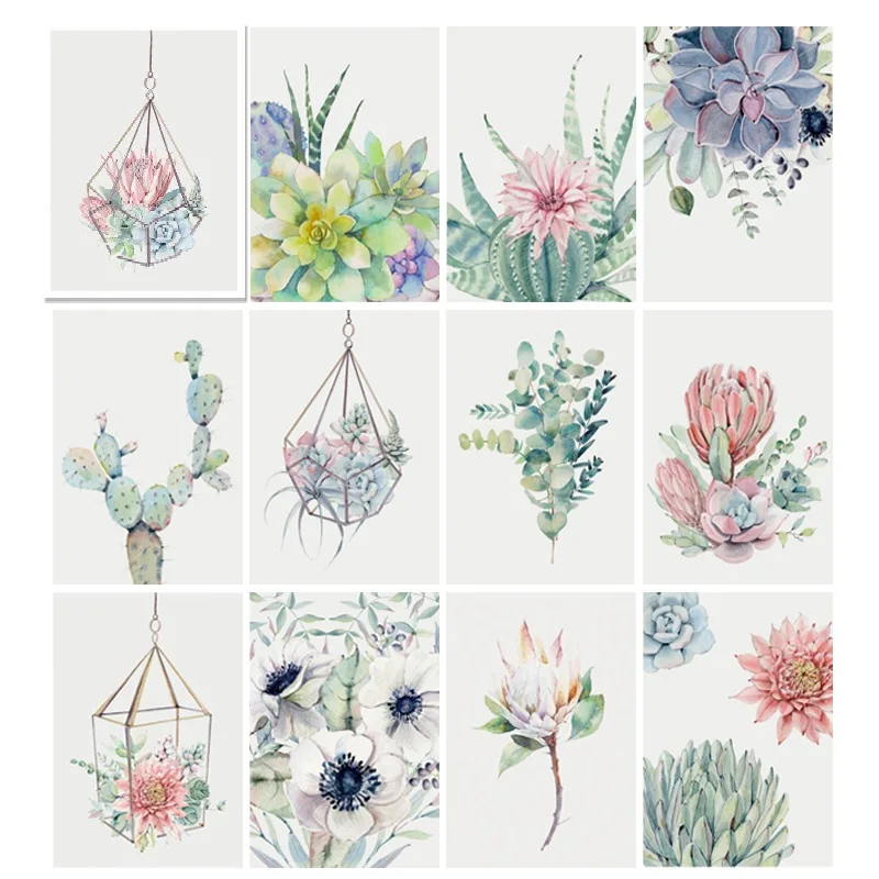 

Succulent Flower Jewel Cross Stitch Accessories Diamond Arts Crafts Kit Plant Nordic Scandinavia Paint Diy 5D Full Drills
