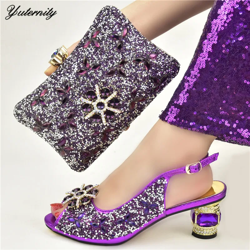 

Туфли-лодочки и сумки для женщин, Модный комплект из туфель и сумочки с кристаллами, в африканском стиле, Свадебная обувь для вечеринки, на л...