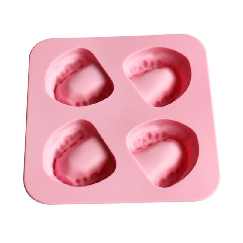 

4 Hole Denture Shaped Ice Cube Tray Silicone Chocolate Molds Candy Cake Baking Molds Summer Ice Cream Mould Kitchen Accessories