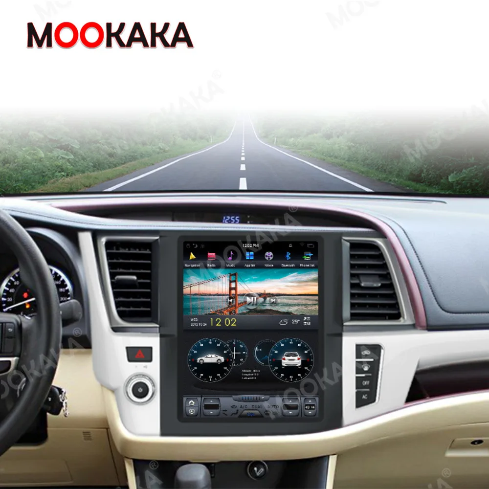 

For Toyota Highlander 2014-2019 Car Multimedia Player Stereo Android Tesla Style Screen Audio Radio PX6 autoradio GPS Head unit