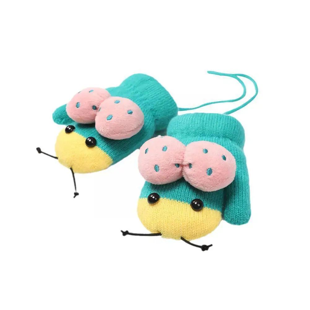 

Cartoon Cute Ladybug Baby Toddler Mittens Winter Warm Girl Gloves Knitted Kids Baby Children Teething Toddler Mitten Gloves T0x4