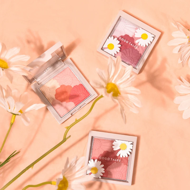 Палетка румян для макияжа минеральная пудра медовый персик розовый румяна