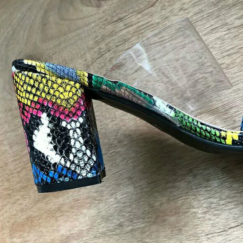 

europe women sandals fashion solid transparent slides high heel shoes woman slip-on slippers Outside ladies shoes summer 2020