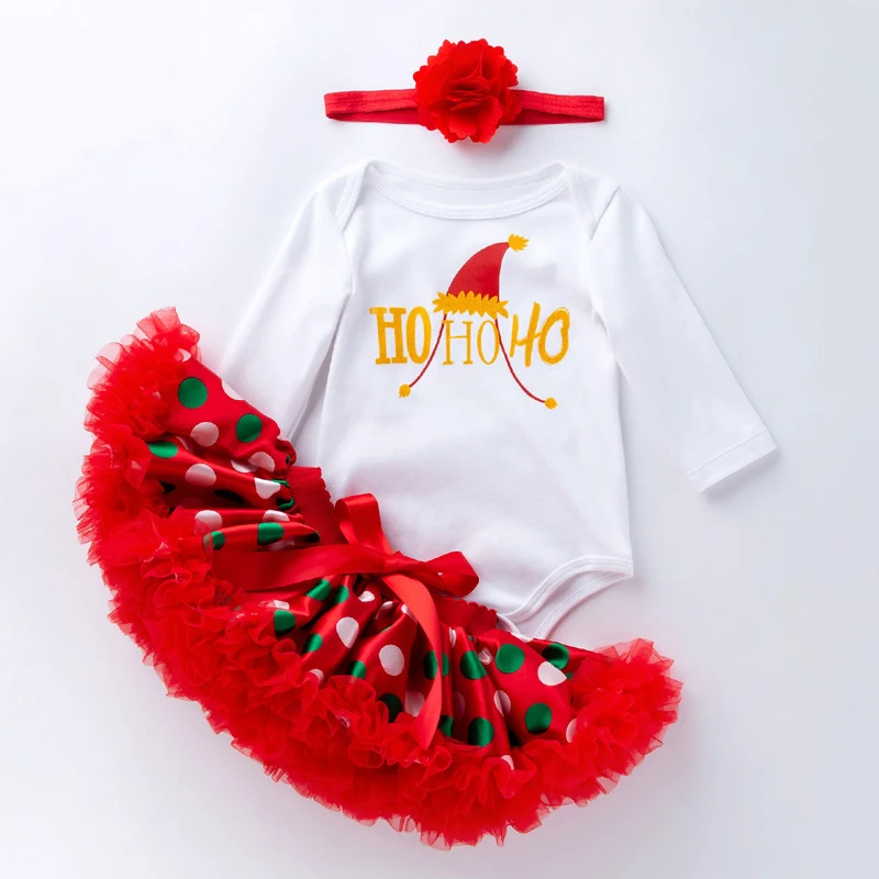 

LZH Kids Dress 2020 Winter Christmas New Girls Long Sleeve Letter Romper Mesh Puffydress Three-piece Baby Girl Performance Dress