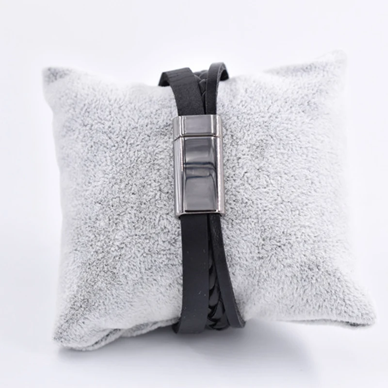 Многослойный браслет из натуральной кожи для женщин металлический