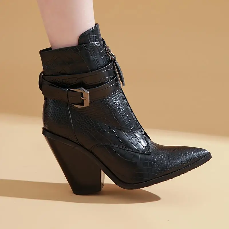 ASUMER/Модные женские ботинки размера плюс 34 44 ковбойские на танкетке с молнией