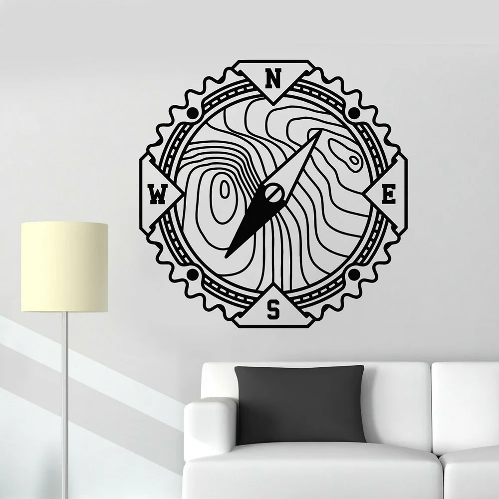 

Compass Vinyl Wall Decal Bedroom Side of World Nautical Adventure Stickers Kids Room Mural House Decorations Self Adhesive P120