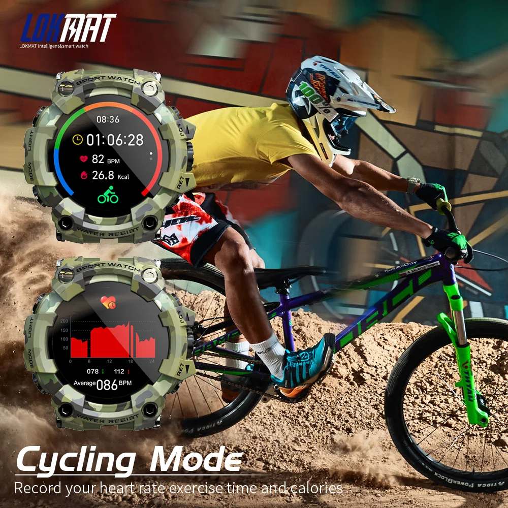 

2021 Original SmartWatches LOKMAT ATTACK Heart Rate Blood Pressure Oxygen Monitor Call Message Reminder Smart Watch Green Black