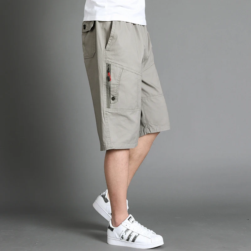 

Spring Summer Pure Cotton Casual Shorts Men Loose Work Casual Outdoor Fashion Army Pants Multi-Pocket Hot Pants Solid Zipper