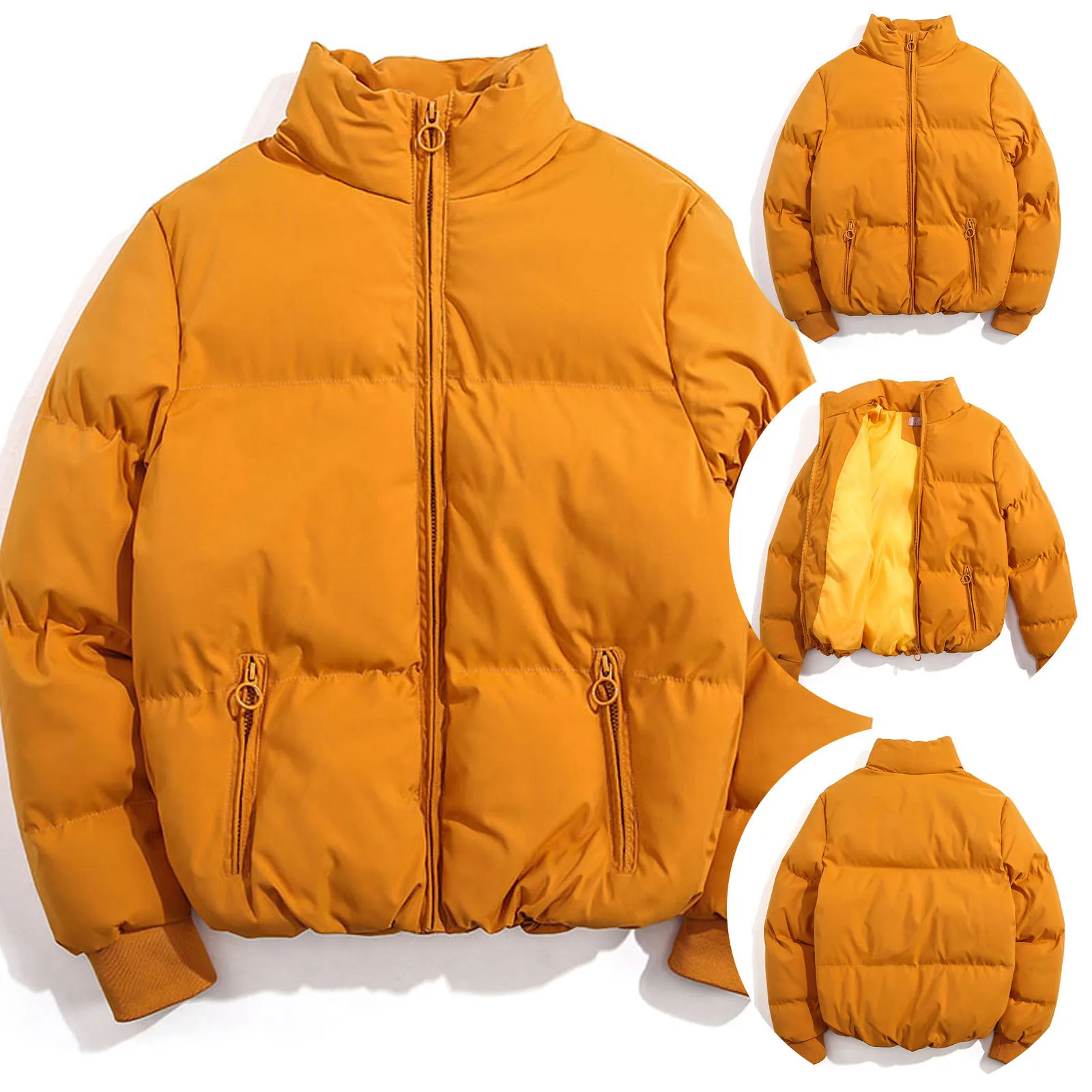 Зимняя женская парка утепленное теплое пальто куртки с воротником-стойкой