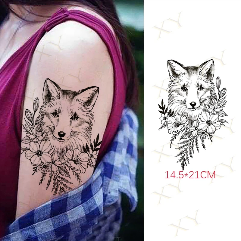 

Водостойкая Временная тату-наклейка, лиса, маленький цветок, лист, флэш-тату, ласточка, птица, Бабочка, боди-арт, искусственная тату на руку для женщин и мужчин