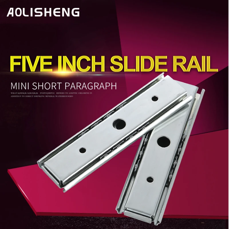AOLISHENG Keyboard Drawer Two Sections Cold Rolled Steel Silver Color Ball Bearing Slide Rail Furniture Hardware | Обустройство дома