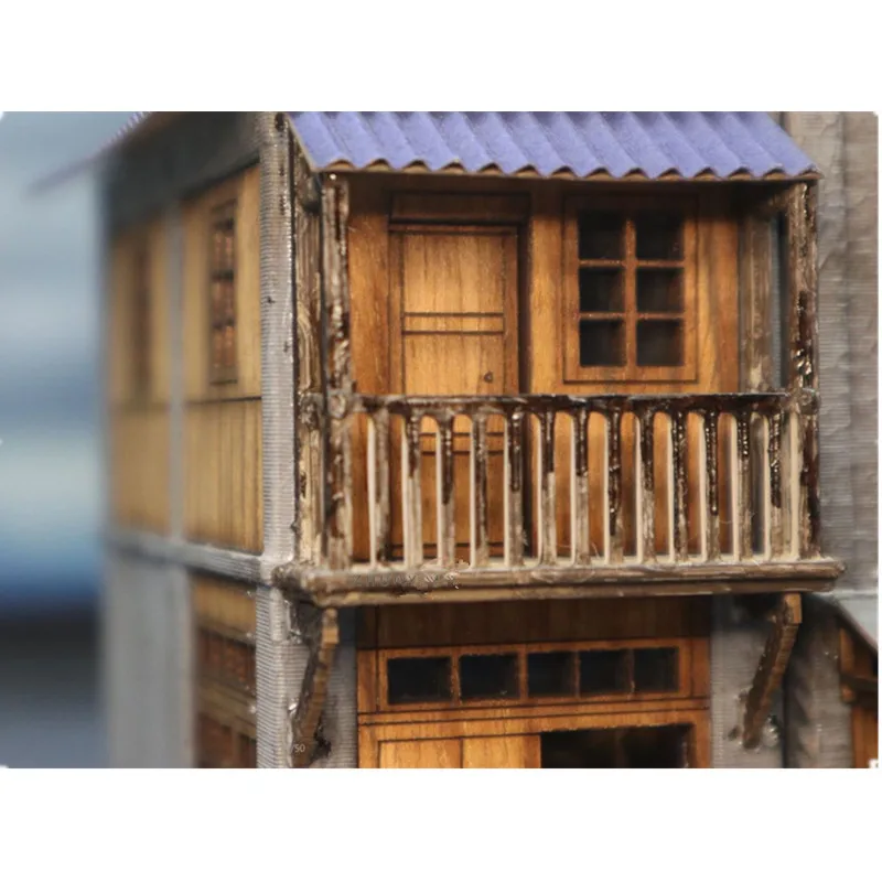 

1:87 HO Scale Model Assembly Corner Wing Building Model Sand Table Scene Decorations M24