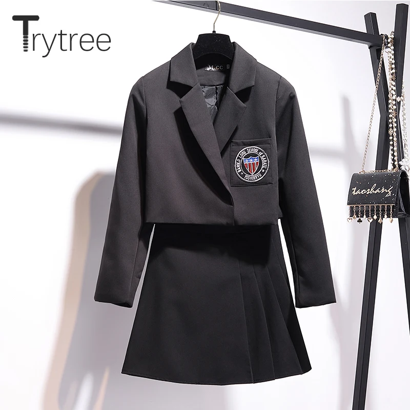Trytree/осенне зимний костюм из двух предметов Повседневный короткий топ с отложным