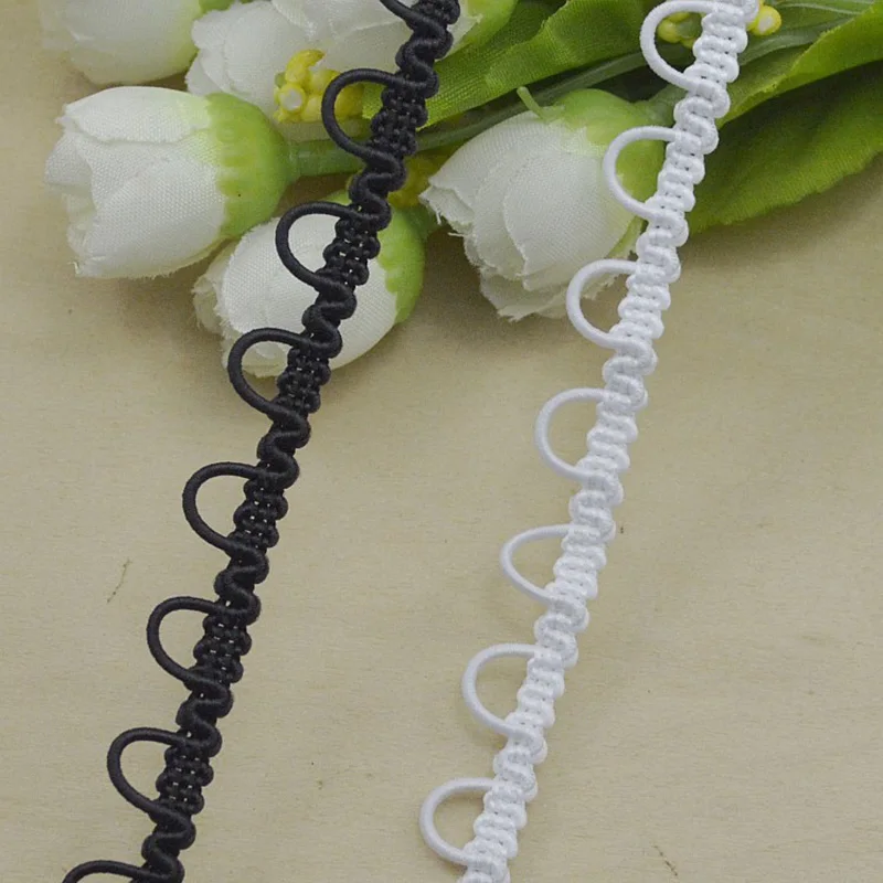 5M Elastic U-Wave Lace Trim Ribbon Braid Lace Band Curved DIY Sewing Clothes Wedding Dress Buttonhole Braided Accessories 1cm