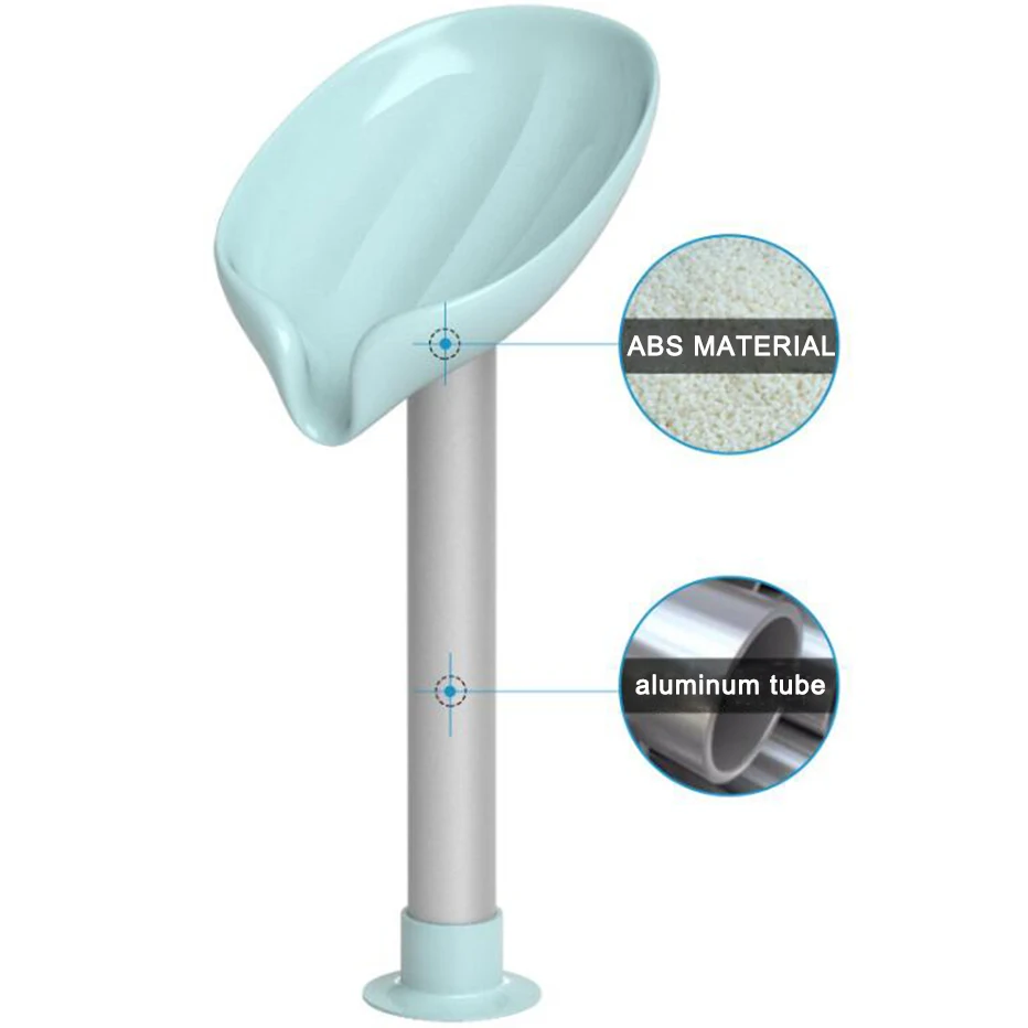 

Aluminum Soap Stand Holder Suction Soap Box Dish Storage Tray Bathroom Soap Organizer Case Leaf Shape Drain Rack