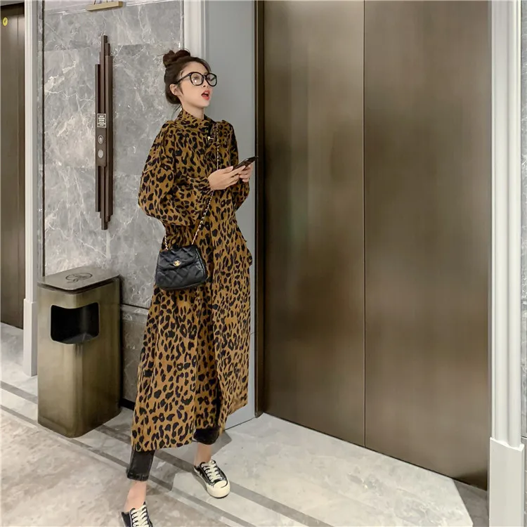 

lead high restoring ancient ways leopard grain loose long tooling trench coat