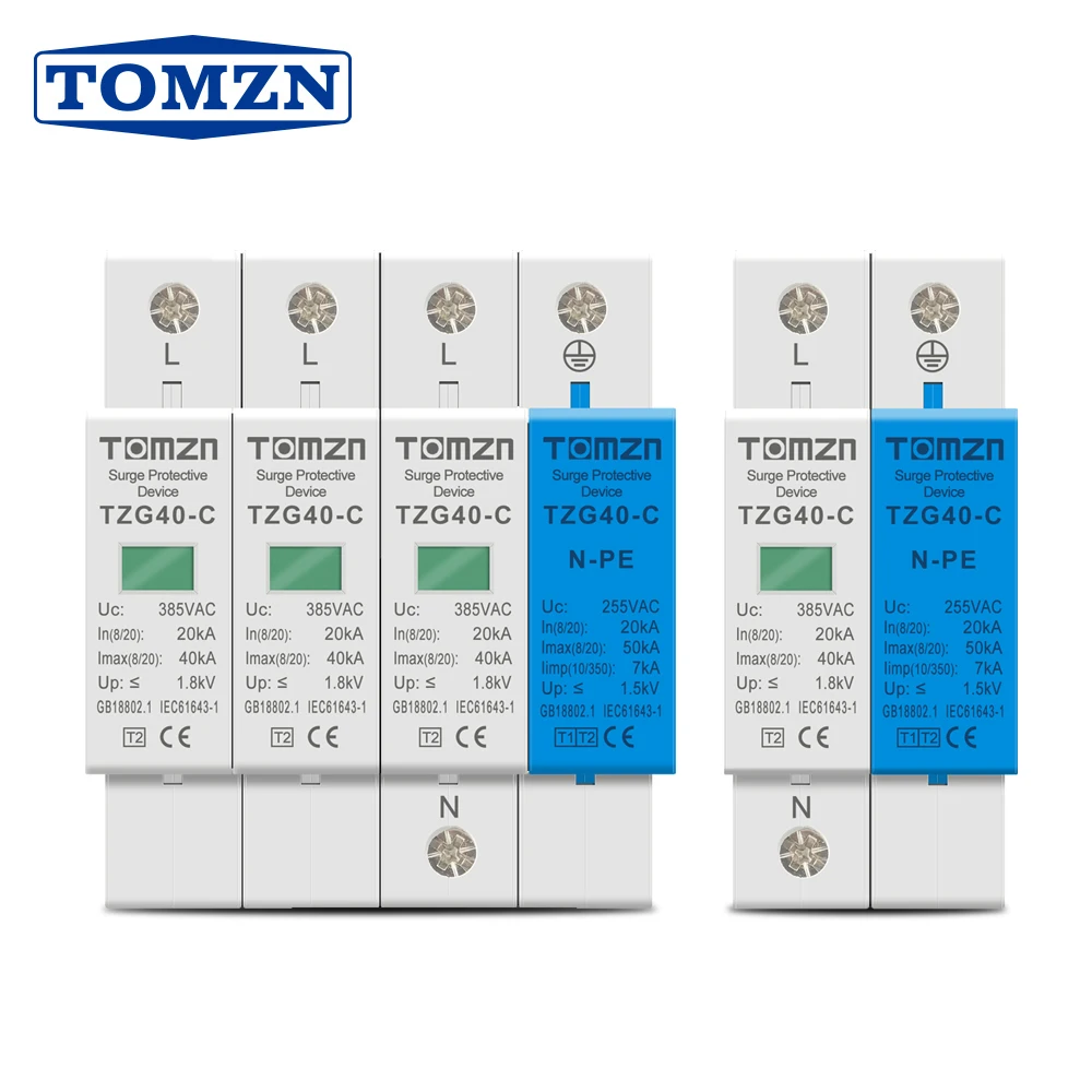 AC SPD Din rail 1P + NPE 3P 50KA T1 T2 385V 255V домашнее устройство защиты от перенапряжения защита