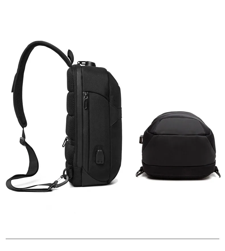 OZUKO Men's Messenger Bag Antitheft Waterproof USB Recharging Shoulder Crossbody Bags Chest Pack Male Sling Bag for Short Trip