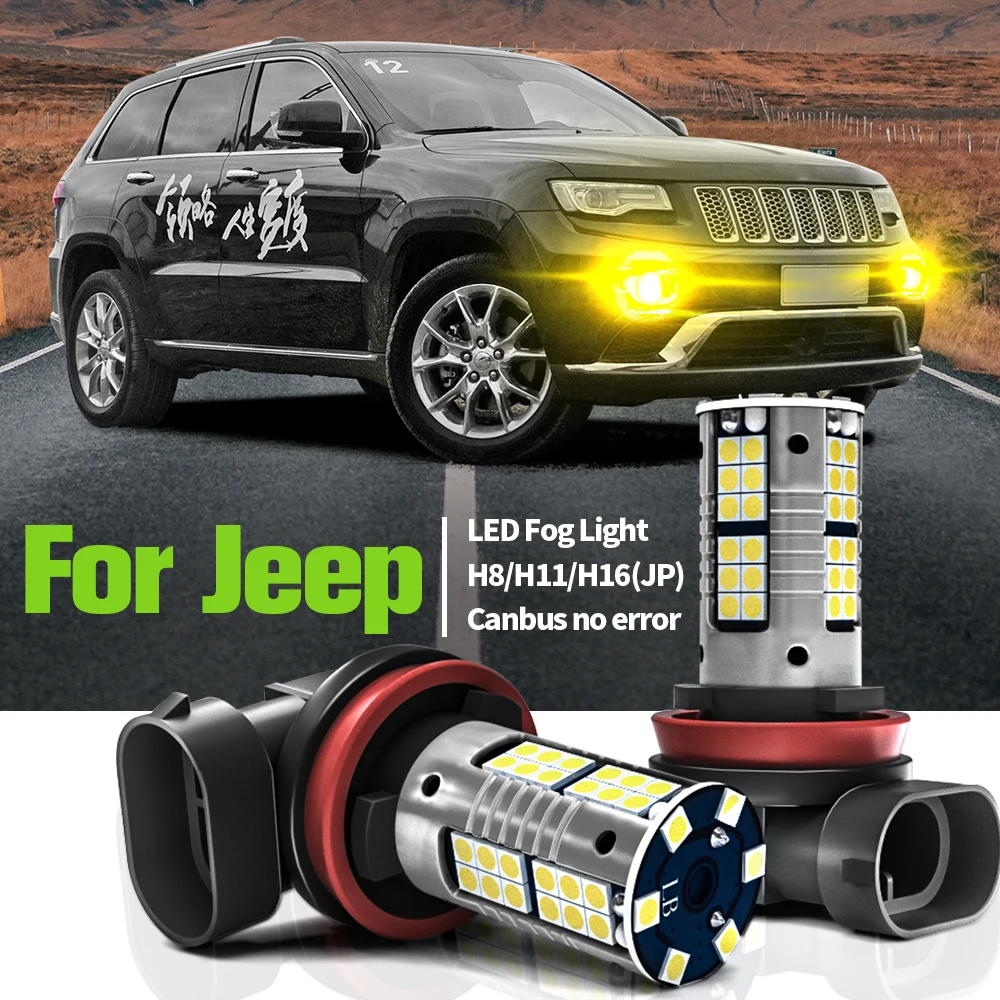 

2pcs LED Fog Light Blub Lamp Canbus H11 For Jeep Cherokee KL Compass Grand Cherokee Renegade 2014 2015 2016 2017 2018 2019 2020
