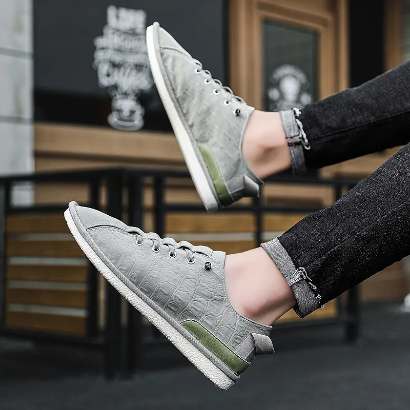 

Pathcwork Fretwork Nubuck Espadrilles Man Light Comfort Matte Leather Casual Shoes Rubber Sole Lace Up Feetwear Mid Tops Sneaker