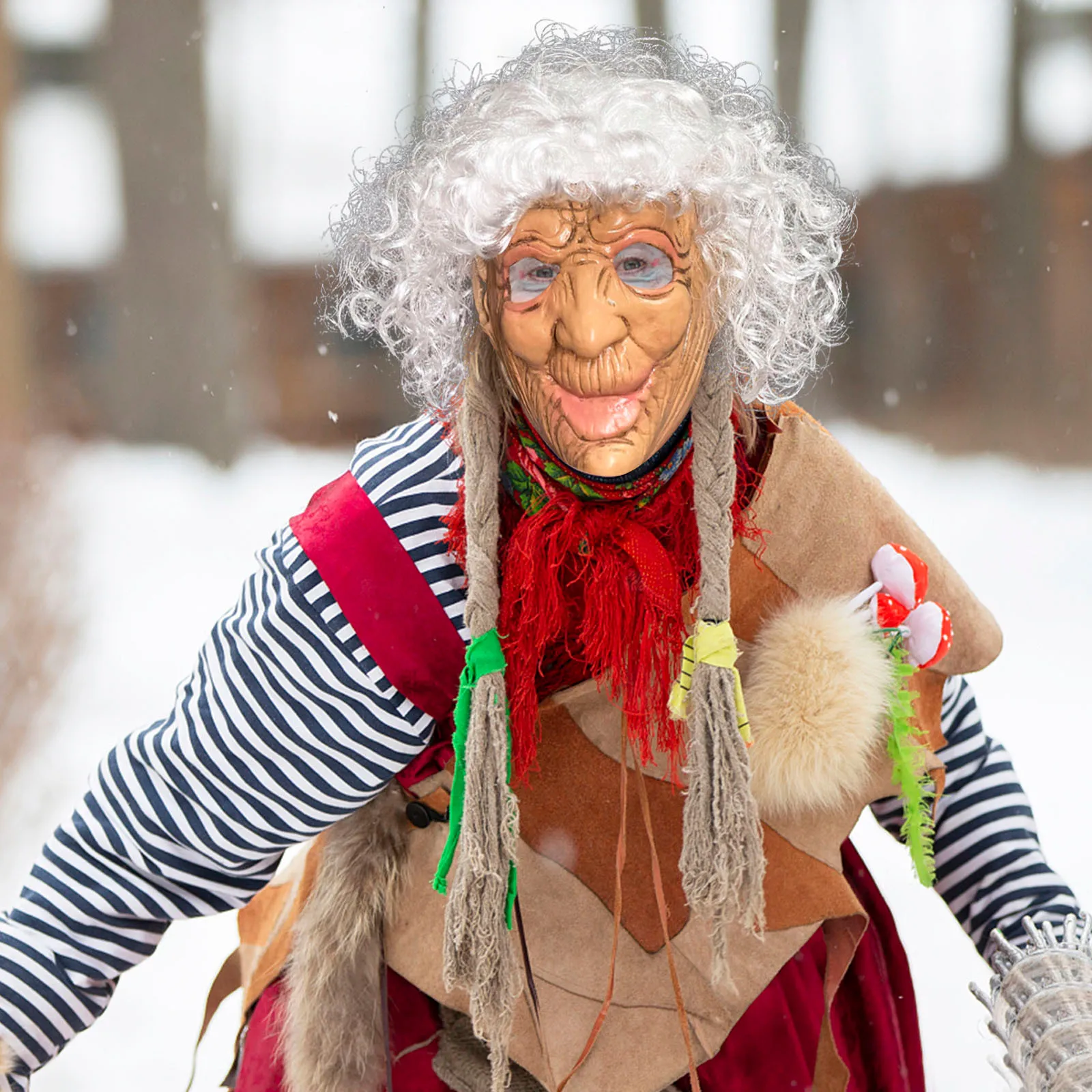 

Full Face Cover Realistic Head Cover For Halloween Party Carnival Creepy Props Wrinkled Mask Halloween Cosplay Props