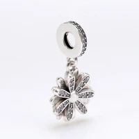 s925 sterling silver spring new sparkling rotating daisy chrysanthemum pendant fit original charms necklace