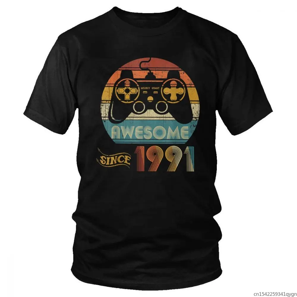 

Classic Men T Shirts Vintage Video Game Tee Tops Awesome Since 1991 Short Sleeved T-shirt Summer Birthday Gift Tshirt