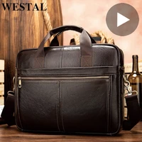 Genuine Leather Briefcase for Men Bag Tote Laptop Inch Shoulder Handbag Documents Business Office Male Big Organizer Large