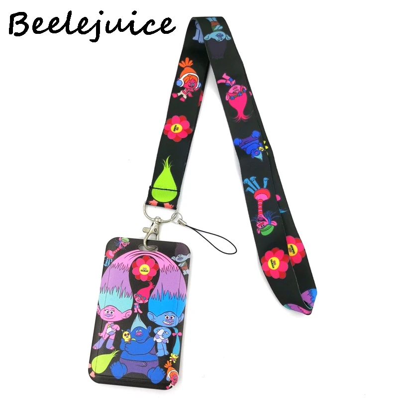

12sets Colorful Troll Cartoon Characters Neck Lanyards badge card holder keychain Mobile Phone Strap Ribbon webbing necklace