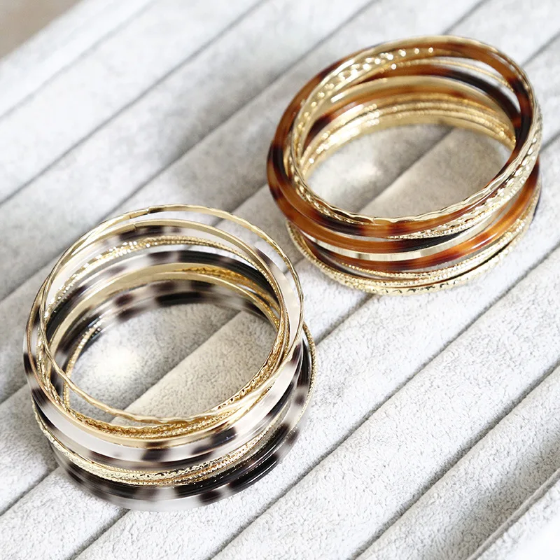 Винтажные круглые Многослойные браслеты из сплава женские ацетата акриловый