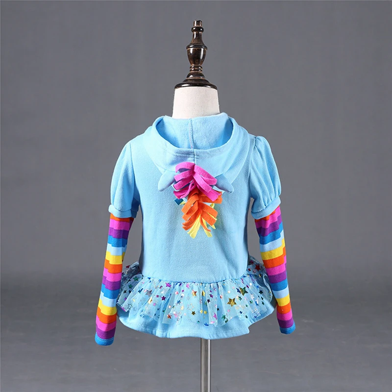 

My Little Pony Jacket Coat Cosplay Costum Kids Hooded Sweater Rainbow Dash Mane Six Coat Skirt Girls Children Spring Clothing