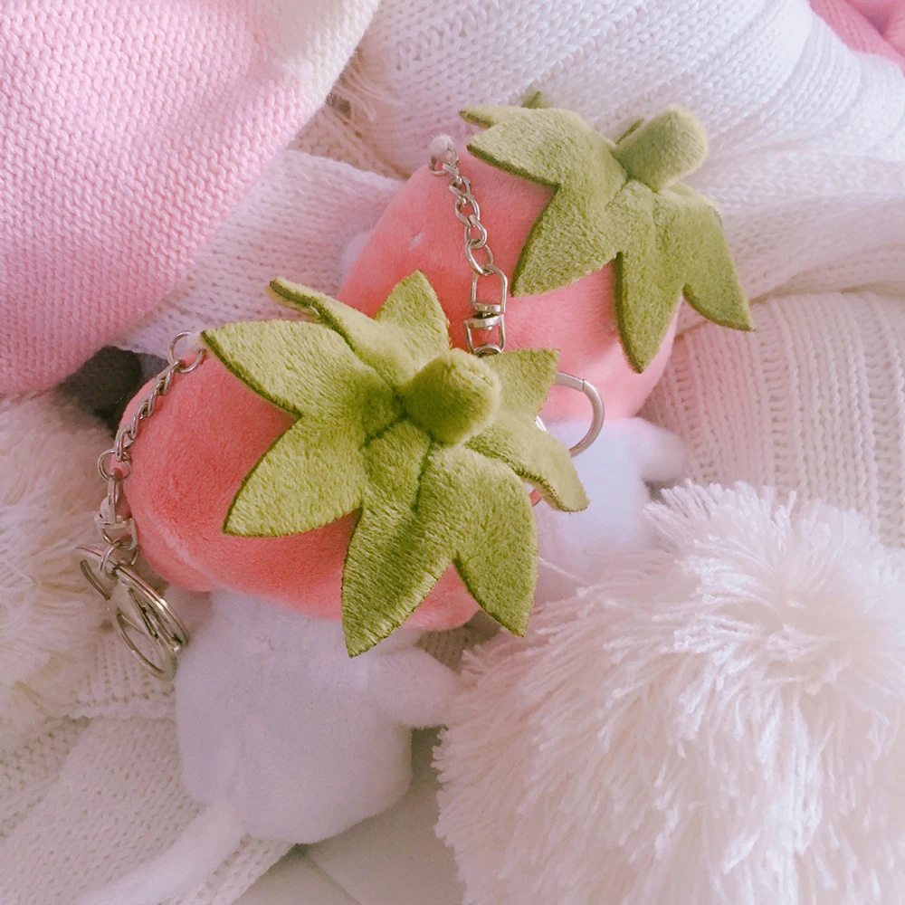 Children's Cartoon Cute Plush Toy Girl Heart Strawberry Hat Cat Pendant Bag Keychain Baby Soothes Birthday Gift 11 | Игрушки и хобби