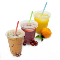 100 sets drinking cup with straw plastic cups with lids airtight cover for iced cold drink coffee tea smoothie disposable cup