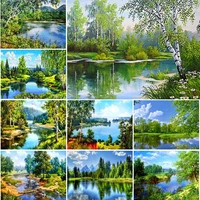 diy 5d diamond painting tree scenery cross stitch full drill square embroidery landscape mosaic pictures of rhinestones decor