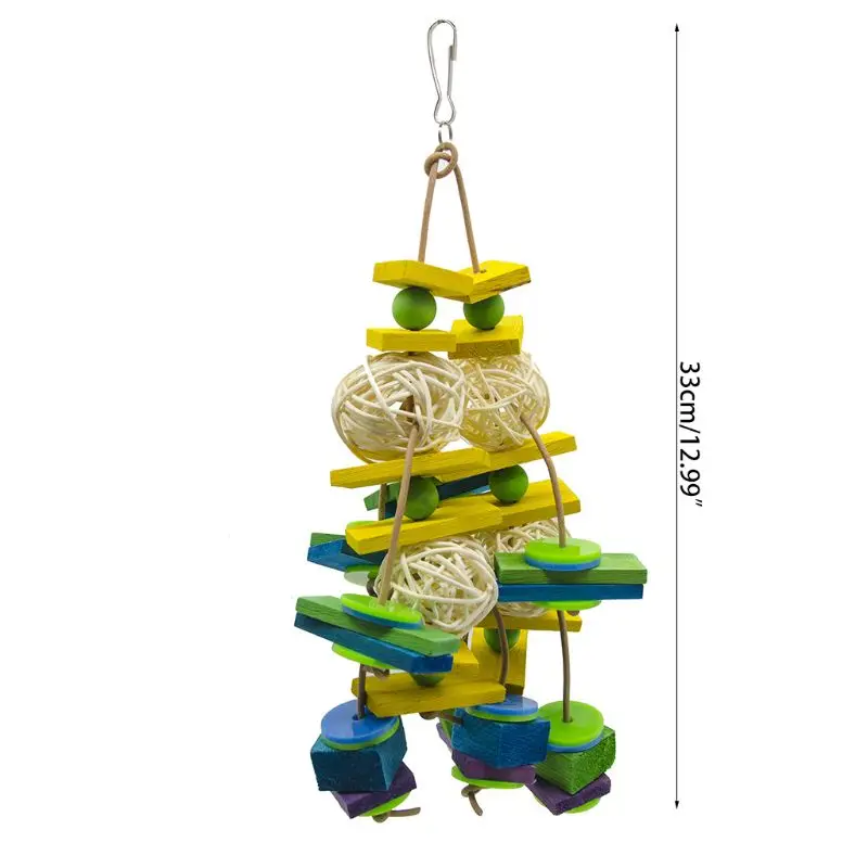 

Bird Toys, Parrot Toys, Parrots Cage Chewing Toy with Colorful Wood