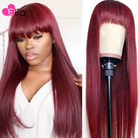 elia 99j orange ginger brown colored lace frontal wig peruvian human hair straight wigs with bang pre plucked for black women