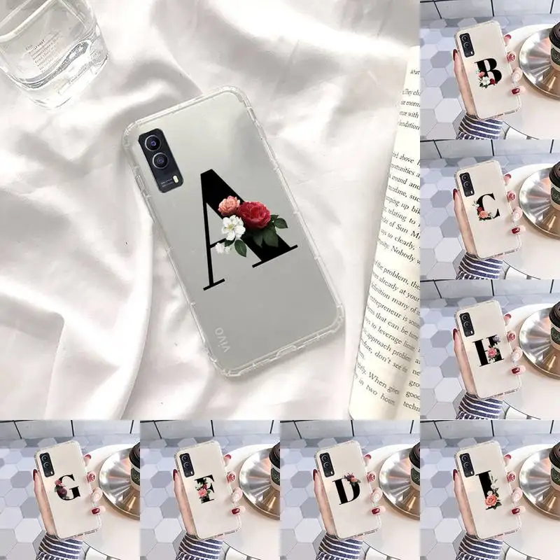

Alphabet Letter Phone Case Transparent For VIVO S 9 7 6 IQOO NEO 7 5 3 Z3 Z1 X E pro Soft TPU Clear Mobile bags