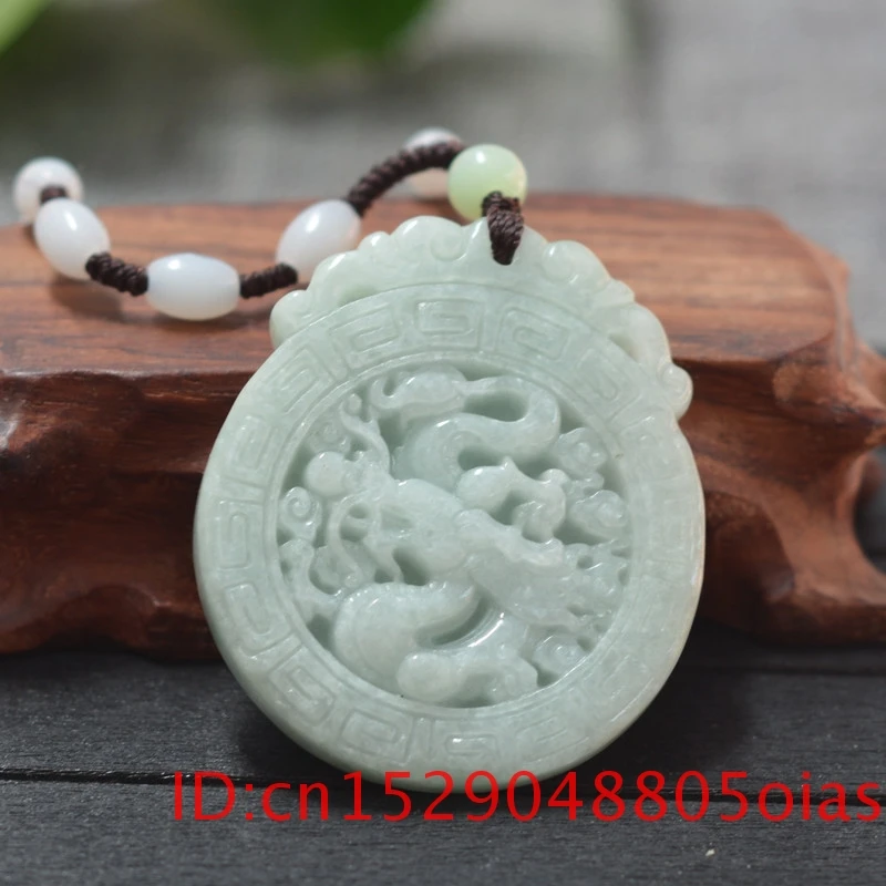 Резная Подвеска из натурального белого изумруда Нефритовый дракон