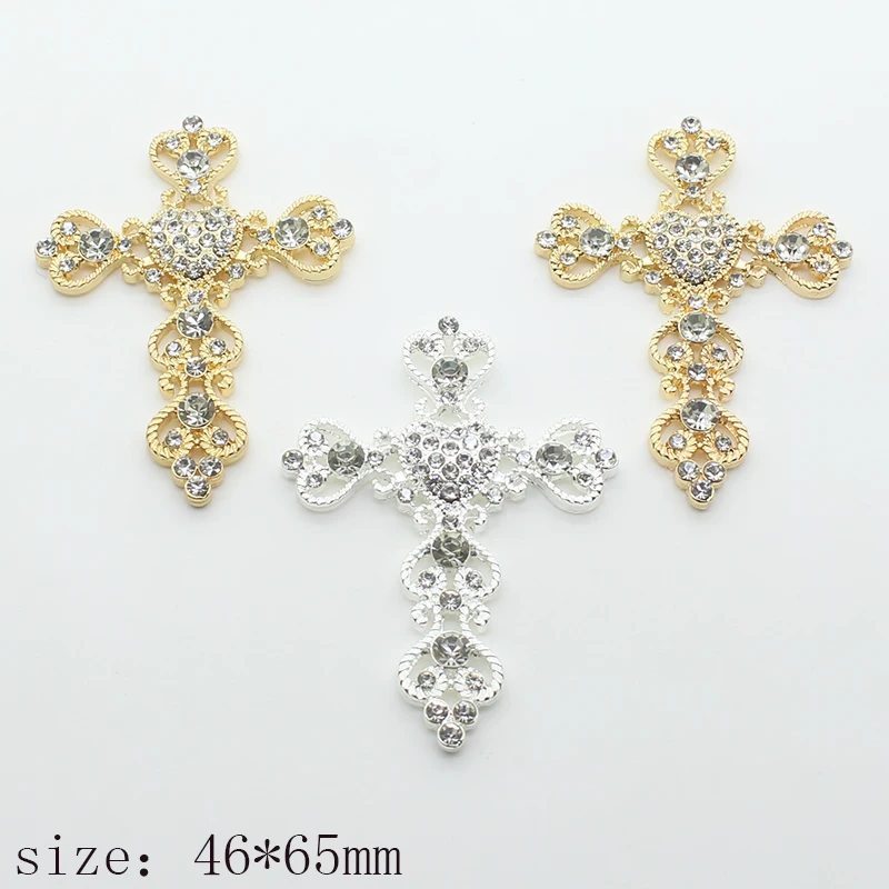 2 шт./лот 60*48 мм крестообразная подвеска металлические стразы серебряные