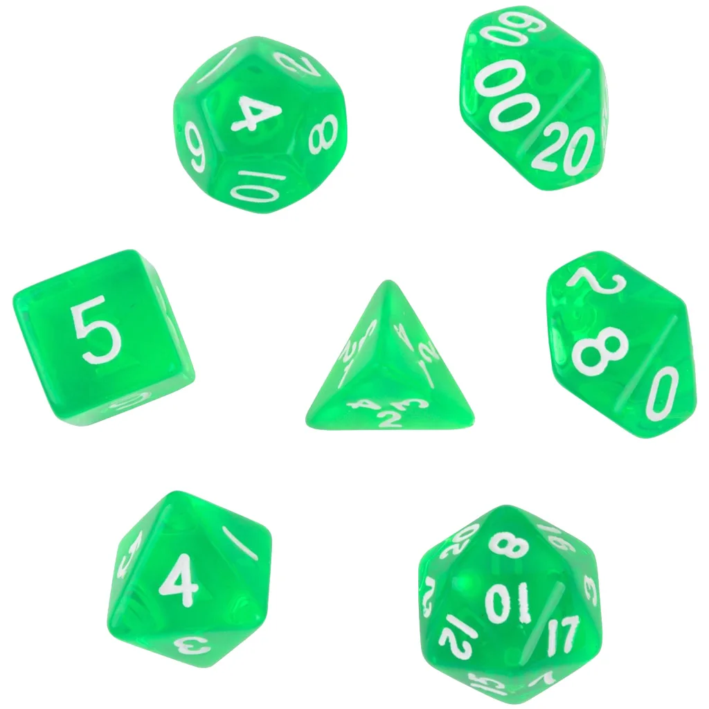 Набор зеленых игральных костей D4 D6 D8 D10 D12 D20 7 шт.|Кубики| |